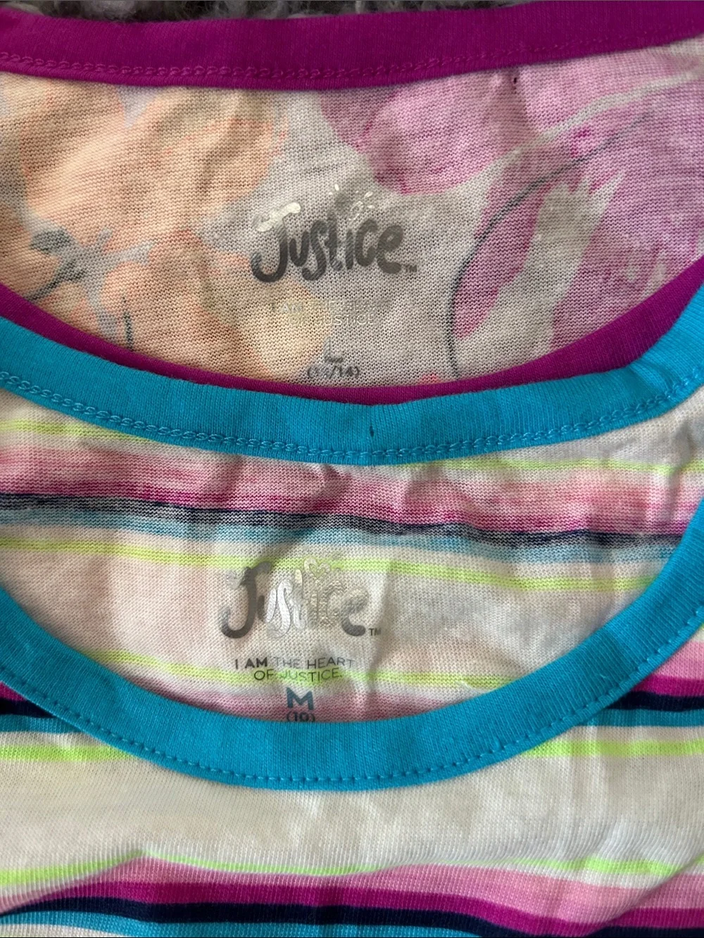 Justice Girls Pink Floral & Multicolor Striped Tank Top Set